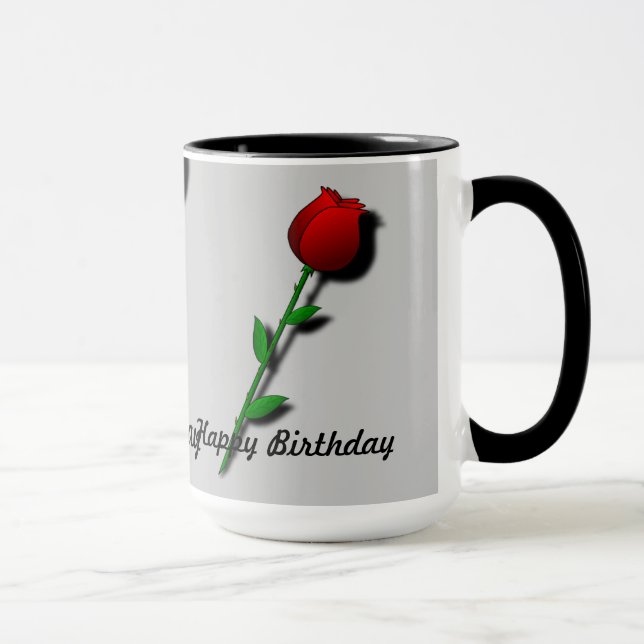 Red Rose "Happy Birthday" Mug (Right)
