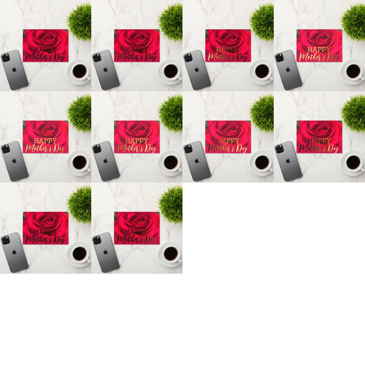 Red Rose Happy Mother’s Day Real Gold Foil Holiday Card