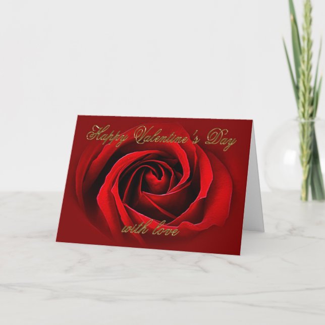 Red Rose Happy Valentine's Day Card (Front)