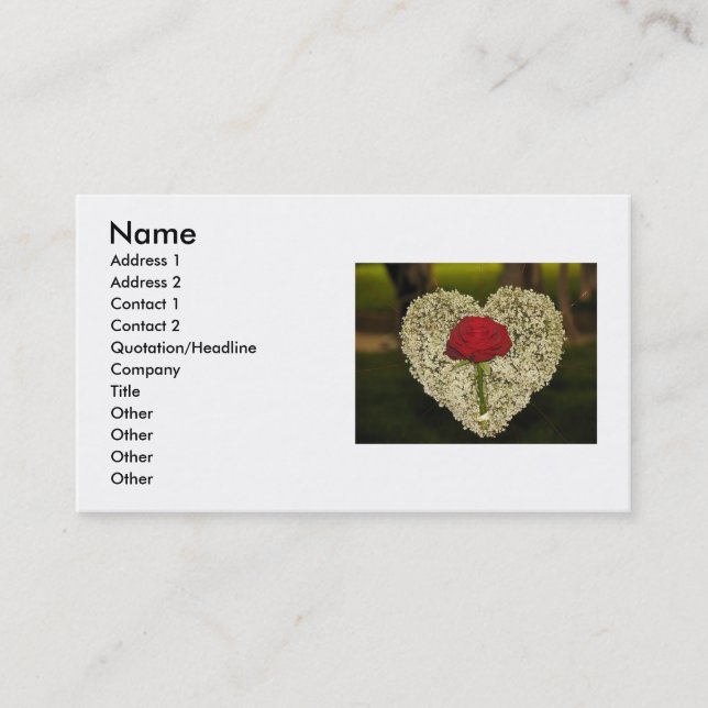 Red Rose Heart Business Card (Front)