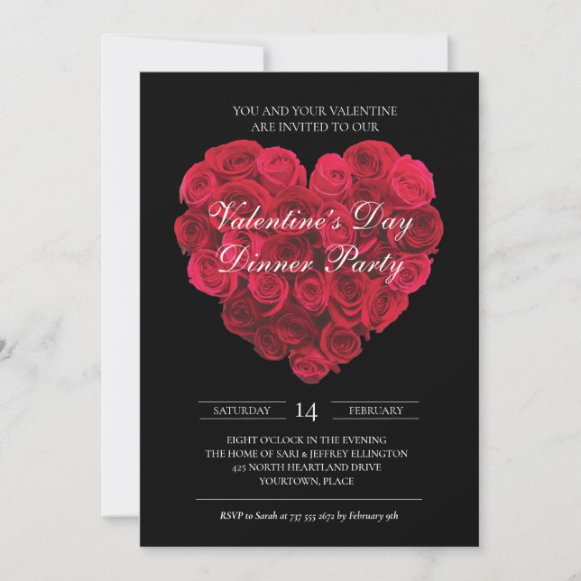 Red Rose Heart Engagement Party Valentines Day Invitation (Front)