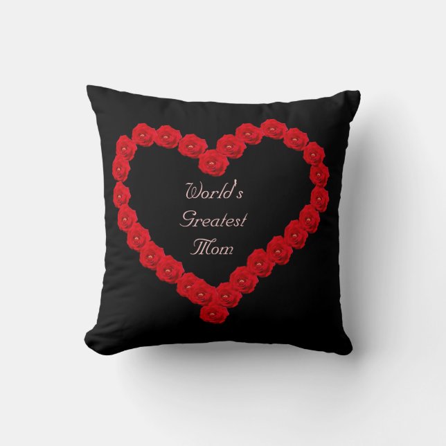 Red Rose Heart for Mum Cushion (Front)