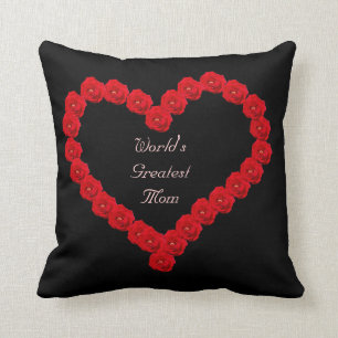 Red Rose Heart for Mum Cushion