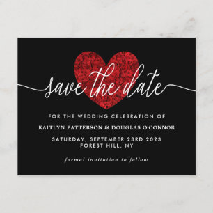 Red Rose Heart Save The Date Enclosure Card