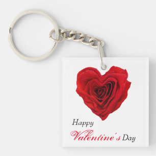 Red Rose Heart Shape - Valentine's Day Keychain