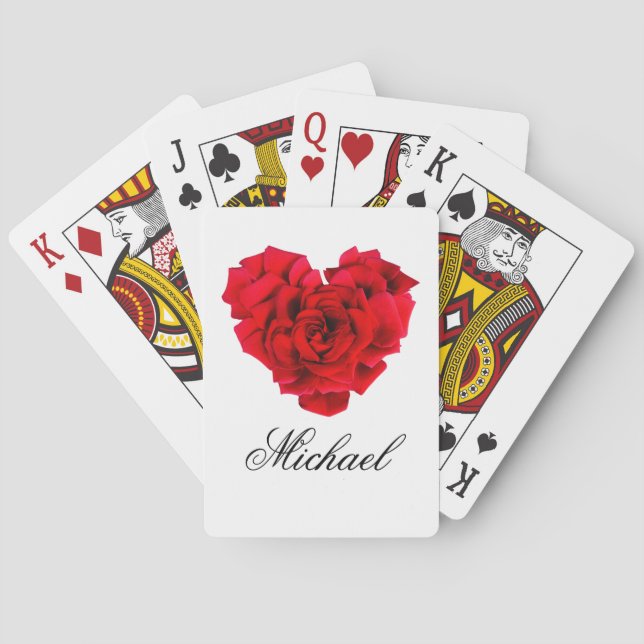 Red rose heart shaped love Classic Playing Cards (Back)