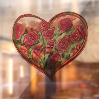 Red Rose Heart Valentine's Day Valentine           Window Cling