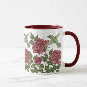 Red Rose & Hummingbird Mug