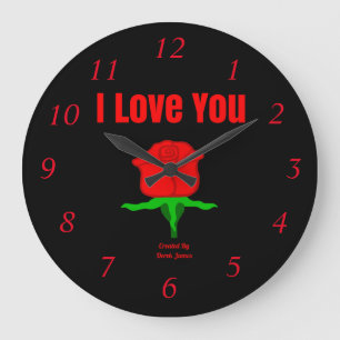 Red Rose I Love You Acrylic Wall Clock