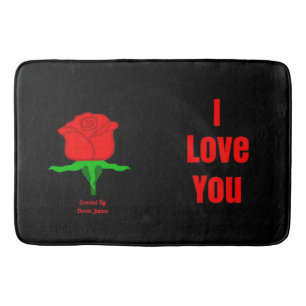 Red Rose I Love You Bath Mat