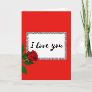 Red Rose I Love You Chevron Card