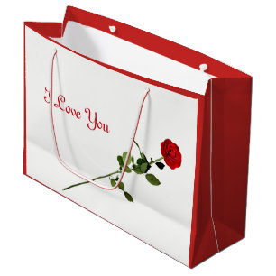 Red Rose I love You design Large Gift Bag