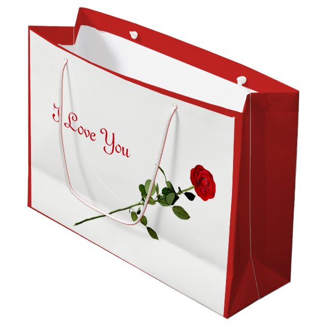 Red Rose I love You design Large Gift Bag (Front Angled)