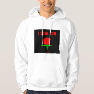 Red Rose I Love You Men's White Pullover Hoodie