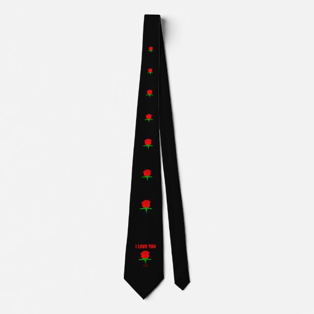 Red Rose I Love You Unisex Neck Tie. Tie (Front)