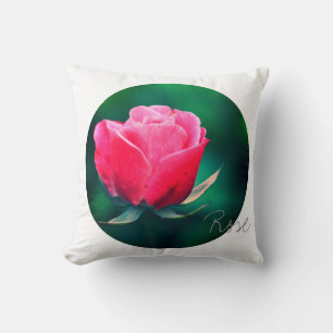 Red Rose in a circle Cushion Throw Pillow