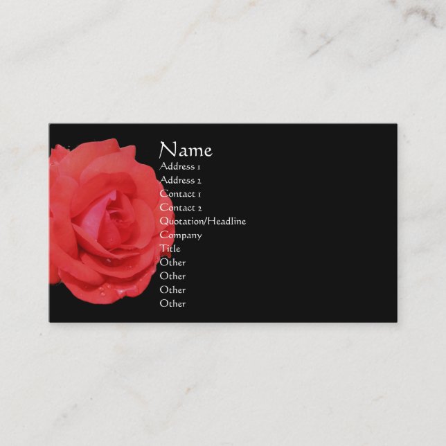 Red Rose In Bloom Flower Business Card (Front)