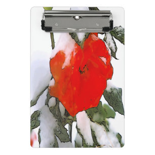 Red Rose in Snow Mini Clipboard