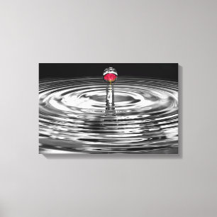 red rose in water droplet canvas print