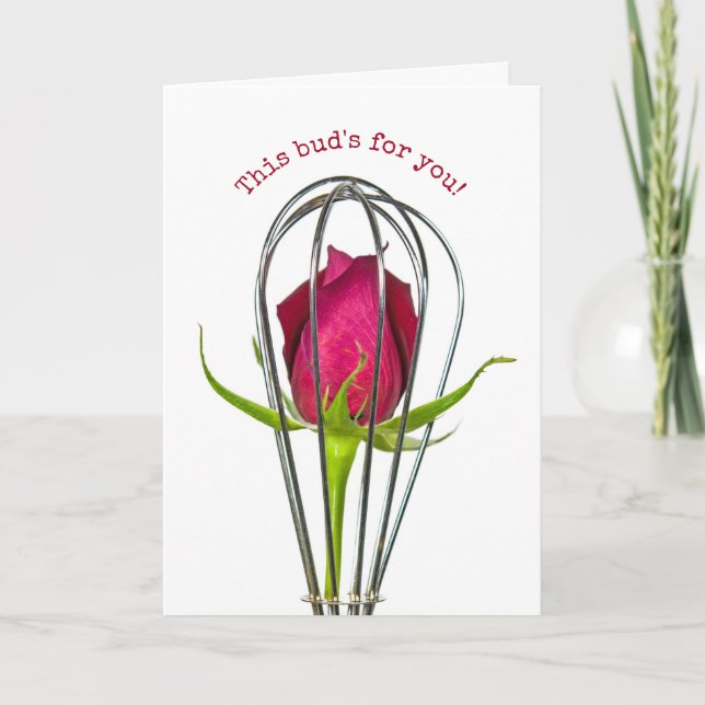 Red Rose in Wire Whisk Card (Front)