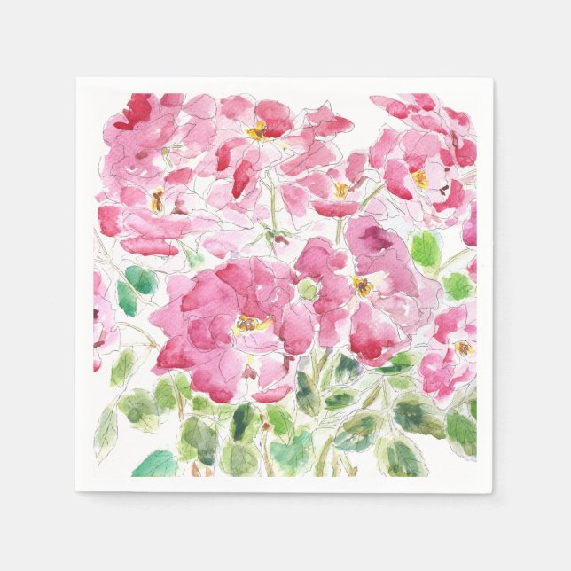 red rose ink and watercolor  napkins (Front)