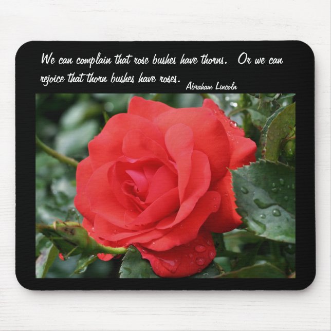 Red Rose Inspirational Attitude Quote  Mouse Mat (Front)