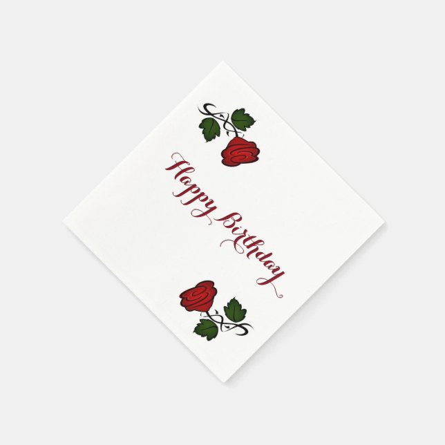 Red Rose Kiss kash002 Happy Birthday Napkin (Corner)
