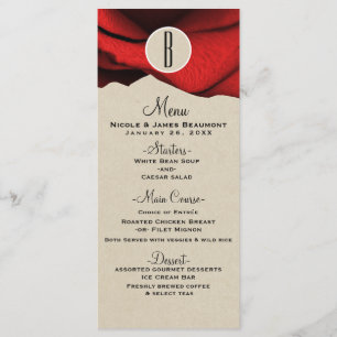 Red Rose Kraft Rustic Glam Elegant Wedding Menu