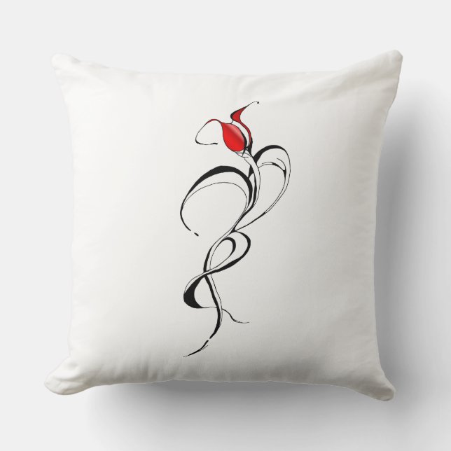 Red Rose Lady Tribal Tattoo Design Cushion (Front)