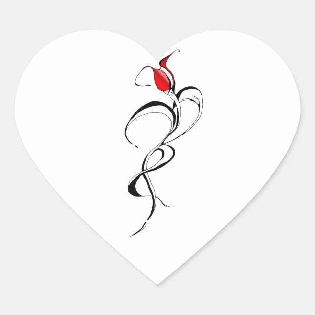 Red Rose Lady Tribal Tattoo Design Heart Sticker (Front)