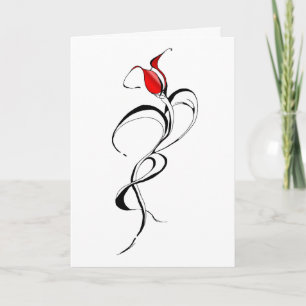 Red Rose Lady Tribal Tattoo Design Holiday Card