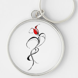 Red Rose Lady Tribal Tattoo Design Key Ring