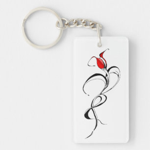 Red Rose Lady Tribal Tattoo Design Key Ring