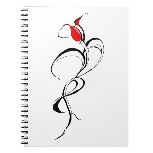 Red Rose Lady Tribal Tattoo Design Notebook (Front)