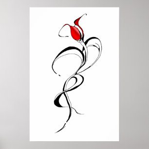 Red Rose Lady Tribal Tattoo Design Poster