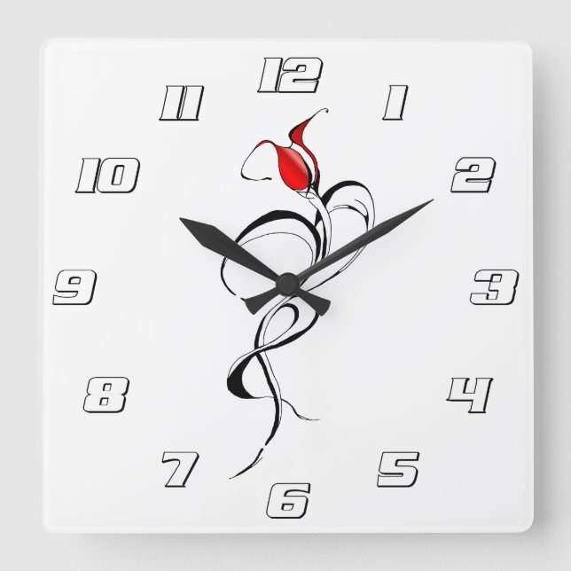 Red Rose Lady Tribal Tattoo Design Square Wall Clock (Front)