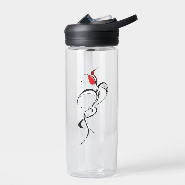 Red Rose Lady Tribal Tattoo Design Water Bottle (Left)