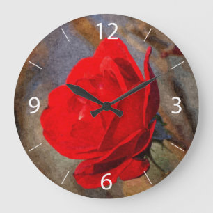 Red Rose Large Clock