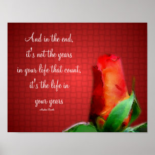 Red Rose Life Attitude Quote Inspirational Poster