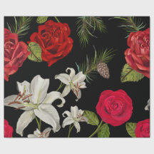 Red rose, lily and pine