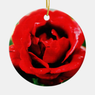 Red Rose Love   Ceramic Tree Decoration