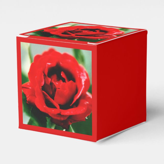 Red Rose Love  Favour Box (Front Side)