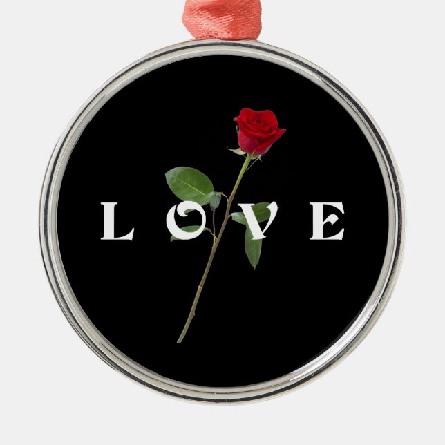 Red Rose Love Metal Tree Decoration (Front)