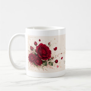 Red Rose Love Notes Romantic Floral Coffee Mug