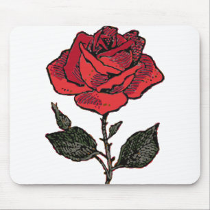 Red Rose Love Rosa Rose Perennial Flower Petals Mouse Mat