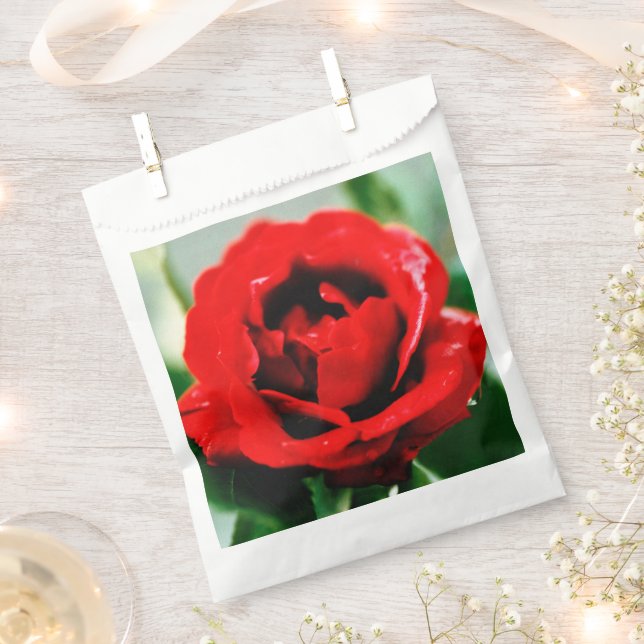Red Rose Love Wedding Favour Bags (Clipped)