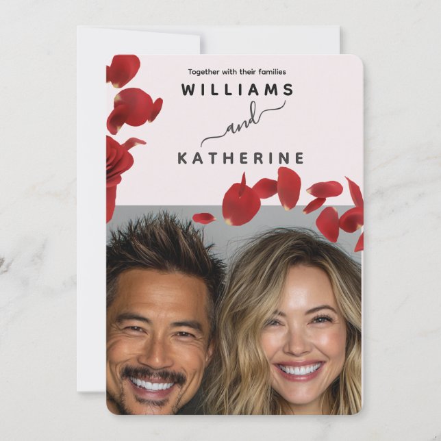 Red Rose Love Wedding Invitation (Front)