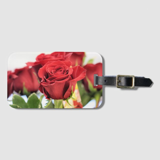 Red rose luggage tag (Front Horizontal)