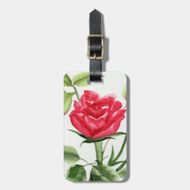 Red Rose Luggage Tag (Front Vertical)