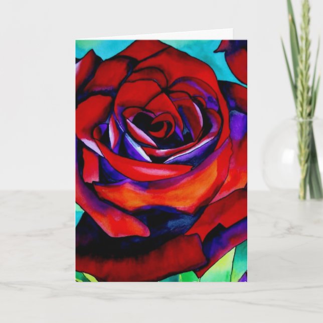 Red Rose macro flower Valentine's Day card (Front)